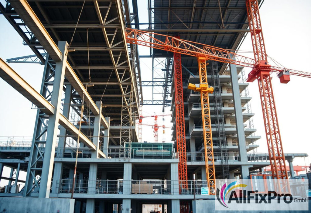 Alt text: Effiziente Bauplanung im Gewerbebau